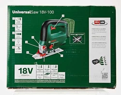 Bosch UniversalSaw 18 be akumuliatoriaus ir kroviklio Akum.siaurapjūklis