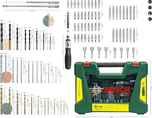 Grąžtas Įrankių komplektas Bosch 2607017195; 91 vnt.