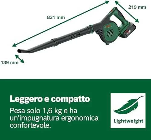 Lapų pūstuvas Bosch UniversalLeafBlower, 18V-130, (1x2,5Ah)