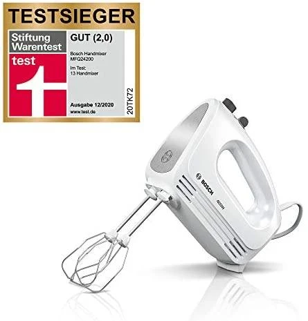 Bosch MFQ24200 Rankinis maišytuvas, CleverMixx, 400 W, Baltas, šiaušto nerūdijančio plieno