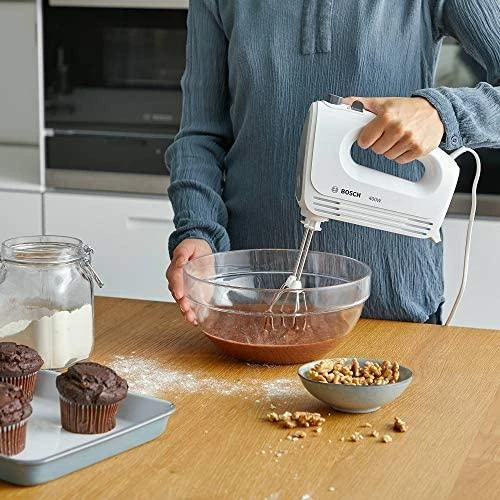 Bosch MFQ24200 Rankinis maišytuvas, CleverMixx, 400 W, Baltas, šiaušto nerūdijančio plieno