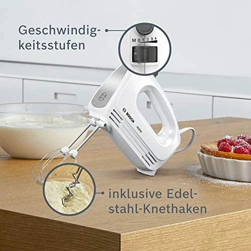 Bosch MFQ24200 Rankinis maišytuvas, CleverMixx, 400 W, Baltas, šiaušto nerūdijančio plieno
