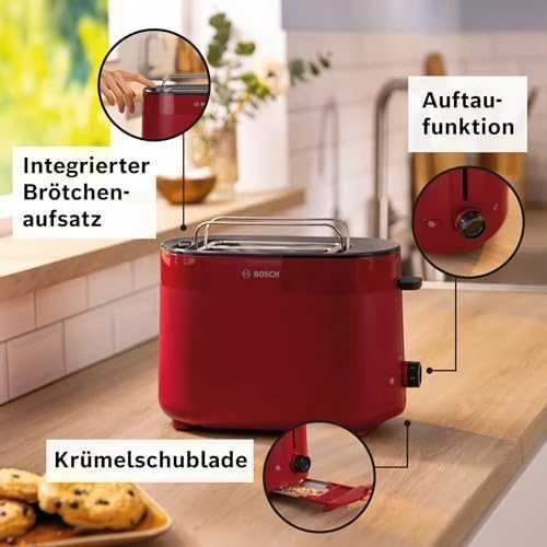 Sumuštinių keptuvas Bosch TAT2M124 Kompaktinis skrudintuvas, MyMoment, Raudona