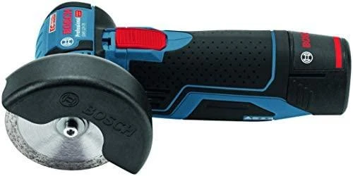 Bosch GWS 12V-76 šlifuoklio šoninis vaizdas su disku