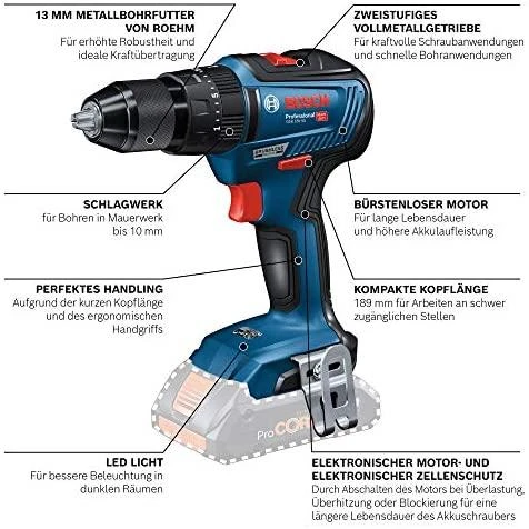 Bosch GSB 18V-55 techninių savybių schema