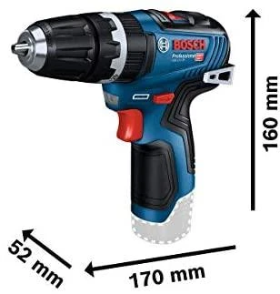 Bosch GSB 12V-35 suktuvas su matmenų schema