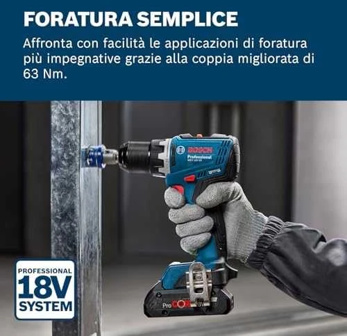 Bosch GSR 18V-65 gręžimo metu