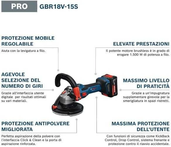 Bosch GBR 18V-15 S, Solo, deimantinis taurės formos šlifavimo diskas, LB