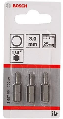 Bosch Įstat.šešiabr.antgalis 3,0 mm, Extra Hart, 3vnt