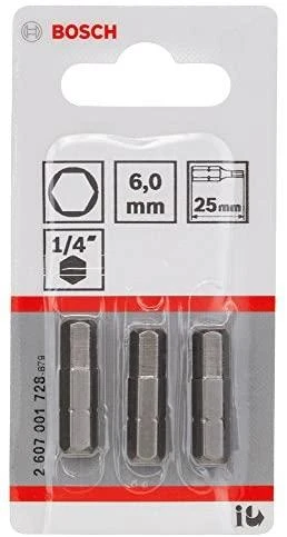 Bosch Įstat.šešiabr.antgalis 6,0 mm, Extra Hart, 3vnt