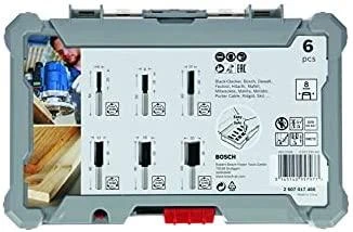Bosch 6 daliu frezų kompl. 8 mm kotu,"Straight"