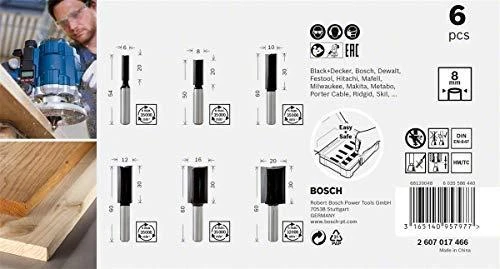 Bosch 6 daliu frezų kompl. 8 mm kotu,"Straight"