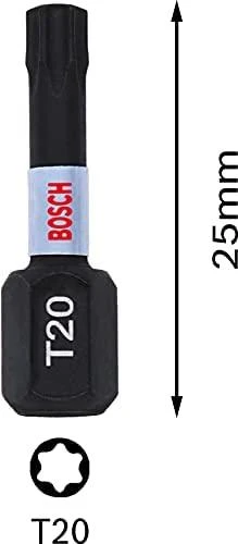 Bosch Suktuvo antgaliai T20 2 vnt./ Impact, L=25mm