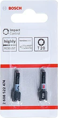 Bosch Suktuvo antgaliai T20 2 vnt./ Impact, L=25mm