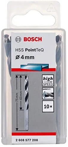 Bosch PointTeQ grąžtas metalui 4 x 43 x 75 mm , 10 vnt.