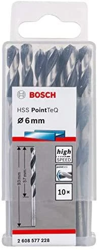 Bosch PointTeQ grąžtas metalui 6 x 57 x 93 mm , 10 vnt.