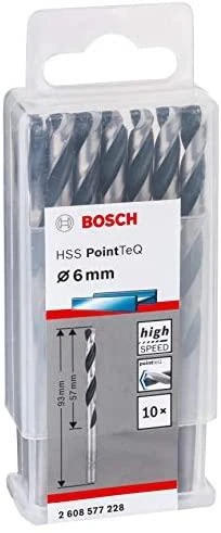 Bosch PointTeQ grąžtas metalui 6 x 57 x 93 mm , 10 vnt.