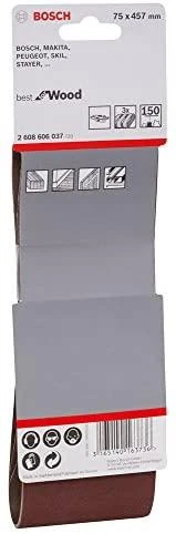 Bosch Šlif.juosta medžiui 75x457, K150, 3 vnt.