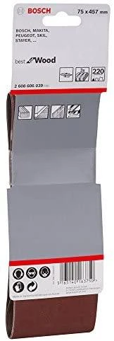 Bosch Šlif.juosta medžiui 75x457, K220, 3 vnt.