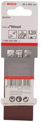 Bosch Šlif.juosta medžiui,PVS 40x303, K120, 3 vnt.