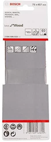 Bosch Šlif.juosta medžiui 75x457, K60, 3 vnt.