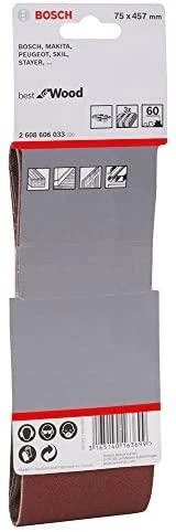 Bosch Šlif.juosta medžiui 75x457, K60, 3 vnt.