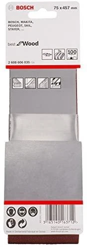 Bosch Šlif.juosta medžiui 75x457, K100, 3 vnt.