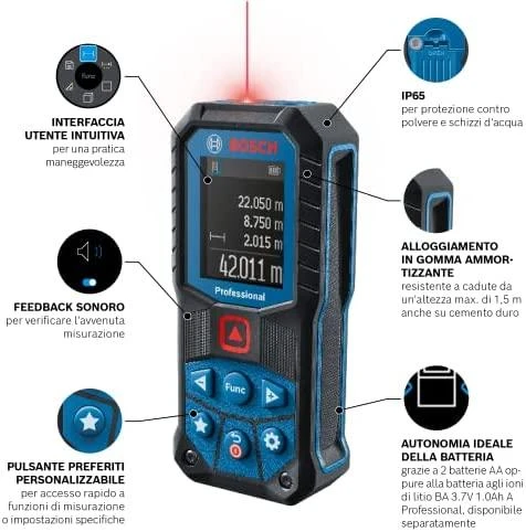 Bosch lazerinis atstumo matuoklis GLM 50-22 2x1.5V, 0,05-50m