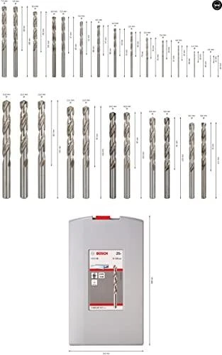 25 DALIŲ HSS-G „PROBOX“ Metalo grąžtų rinkinys, DIN 338, 135° 1–13 MM