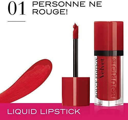 Bourjois Paris Rouge Edition Velvet Skysti lūpų dažai, 7,7 ml, spalva - 01 Personne ne rouge!