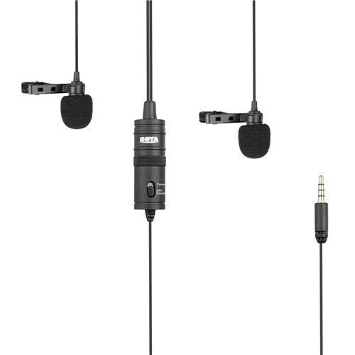 Dvigubas mikrofonas BOYA 3.5mm jungtis, juodas / BY-M1DM / BOYA10002