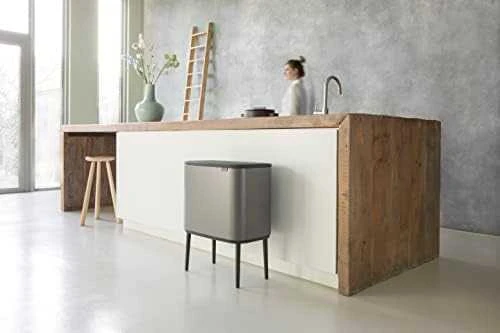 Šiukšlių dėžė Brabantia Bo Touch, 11+23 l, Platinos spalvos
