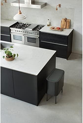 Šiukšlių dėžė Brabantia Bo Touch, 11+23 l, Matinė juoda
