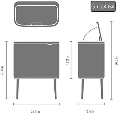 Šiukšlių dėžė Brabantia Bo Touch, 11+23 l, Balta