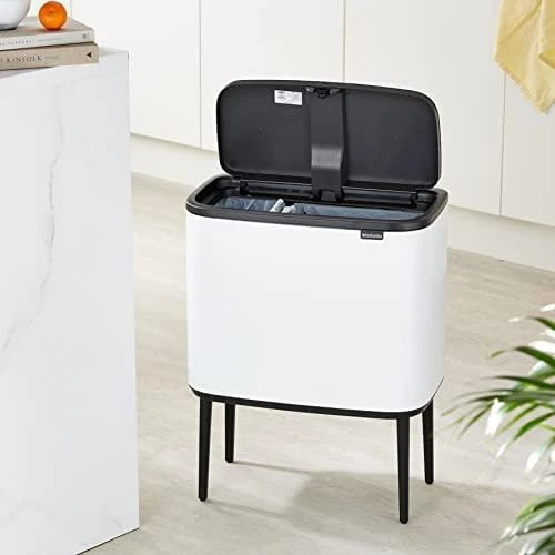 Šiukšlių dėžė Brabantia Bo Touch, 11+23 l, Balta