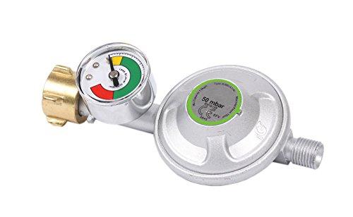 Bradas dujų reguliatorius 37mbar 1,5kg/h su apsauginiu vožtuvu ir manometru 9-10mm žarnai (RG A310IE-M)