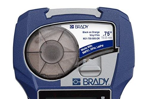 Brady M21-750-595-OR, oranžinė, lipni spausdintuvo etiketė, vinilo, terminio perkėlimo, akrilinė, nuolatinė