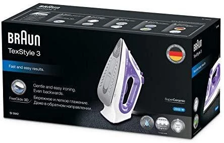 Braun TexStyle 3 Sauso ir garų tipo lygintuvas Violetinė, Sidabras, Balta 2350 W