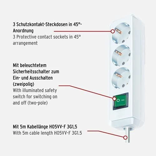 Buitinis ilgintuvas BRENNENSTUHL ECO-LINE, 3 vietų, 5 m