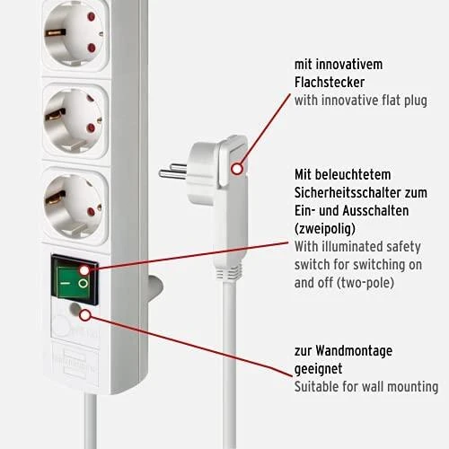 Brennenstuhl Comfort-Line Plus lizdo juostelė, 4 krypčių - balta