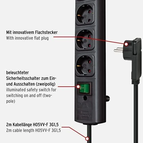 Buitinis ilgintuvas BRENNENSTUHL COMFORT LINE, 6 vietų, 2 m