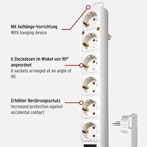 Ilgintuvas su įžeminimu ir jungikliu Brennenstuhl 6-viet./3x1.5mm2/ 2m baltas