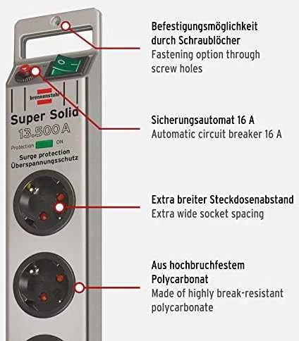Brennenstuhl 5xCEE 7/4, 1xCEE 7/7, 2,5m, sidabrinis 1153340315 / GT-638