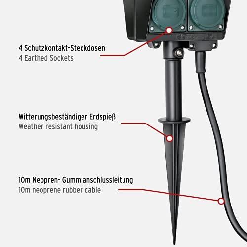 Brennenstuhl, lauko prailgintuvas 2 xCEE 7/4, 1x CEE 7/7, 1.5m, įžemintas, IP44, juodas/ žalias 1154440 / GT-515 2