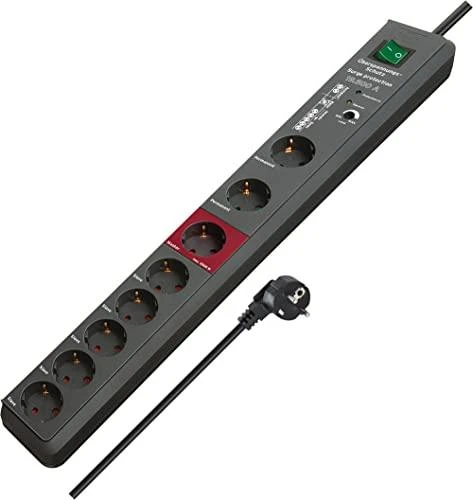 Brennenstuhl Secure-Tec 19.500A, 8xCEE 7/4, 1xCEE 7/7, 3m, juodas 1159490936 / GT-636