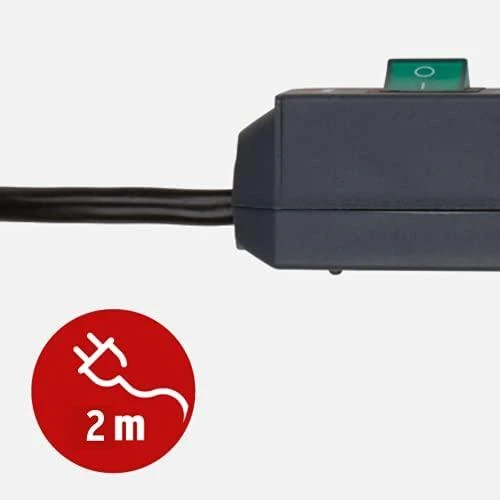 Brennenstuhl Secure-Tec 19.500A prailgintuvas su 6 lizdais ir apsauga nuo viršįtampių, 2m, pilkos spalvos