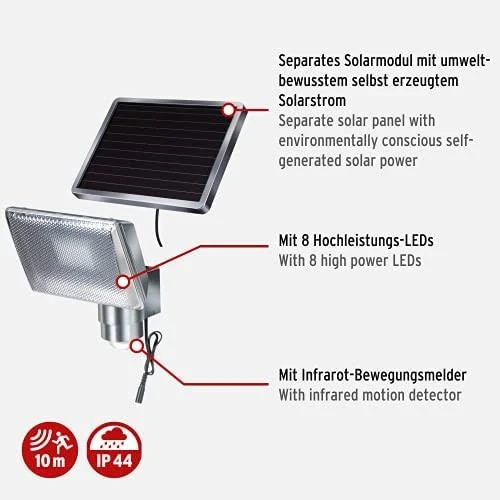 Brennenstuhl LED Šviestuvas su Saulės Baterijomis Garažui iš Aliuminio