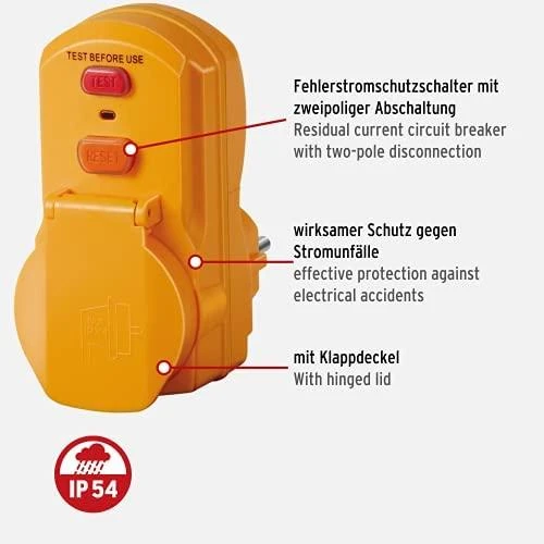 Brennenstuhl nuotėkio srovės relė su techniniais paaiškinimais