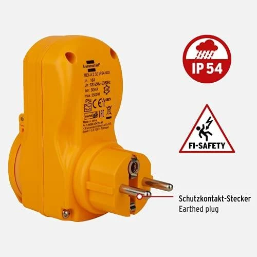 Kištukas su nuotėkio rėle BRENNENSTUHL, 16A, 3500W