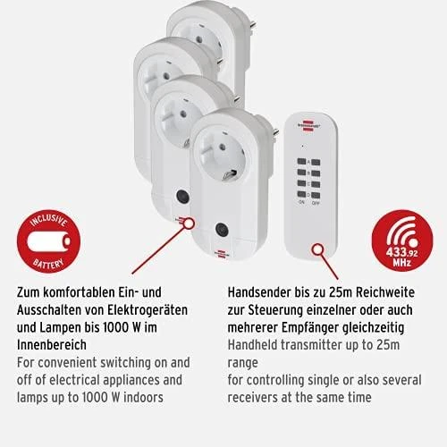 Brennenstuhl Comfort-Line 4 krypčių belaidžių jungiklių rinkinys RC CE1 4001, IP20